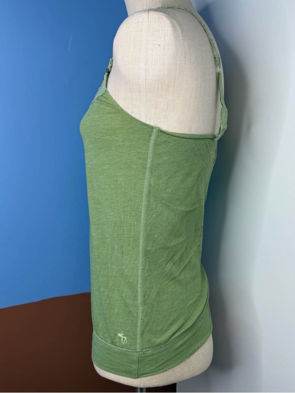 Vintage Y2K Abercrombie Green Lace Trim Camisole Tank Top Size Medium - Picture 3 of 6